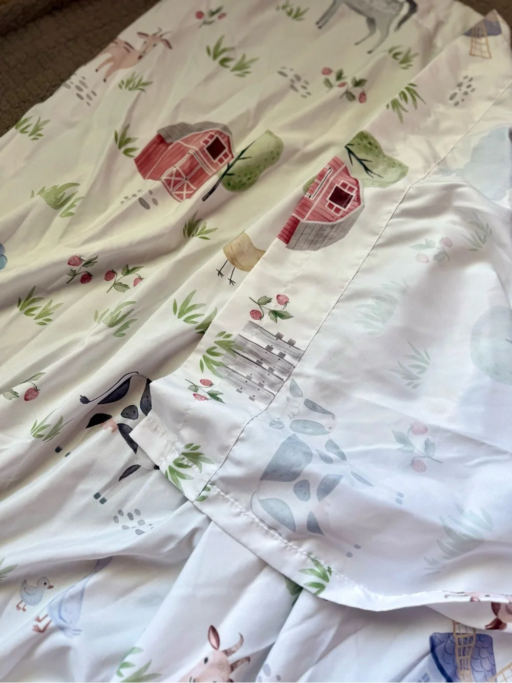 Sweet Jojo designs watercolor farm animal bedroom set with curtains